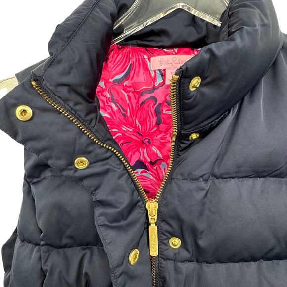 Lilly Pulitzer Isabelle puffer vest down filled XS zip front quilted navy blue - Picture 8 of 12